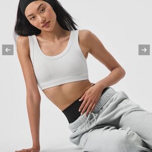 ALO Yoga White Ribbed Sports Bra